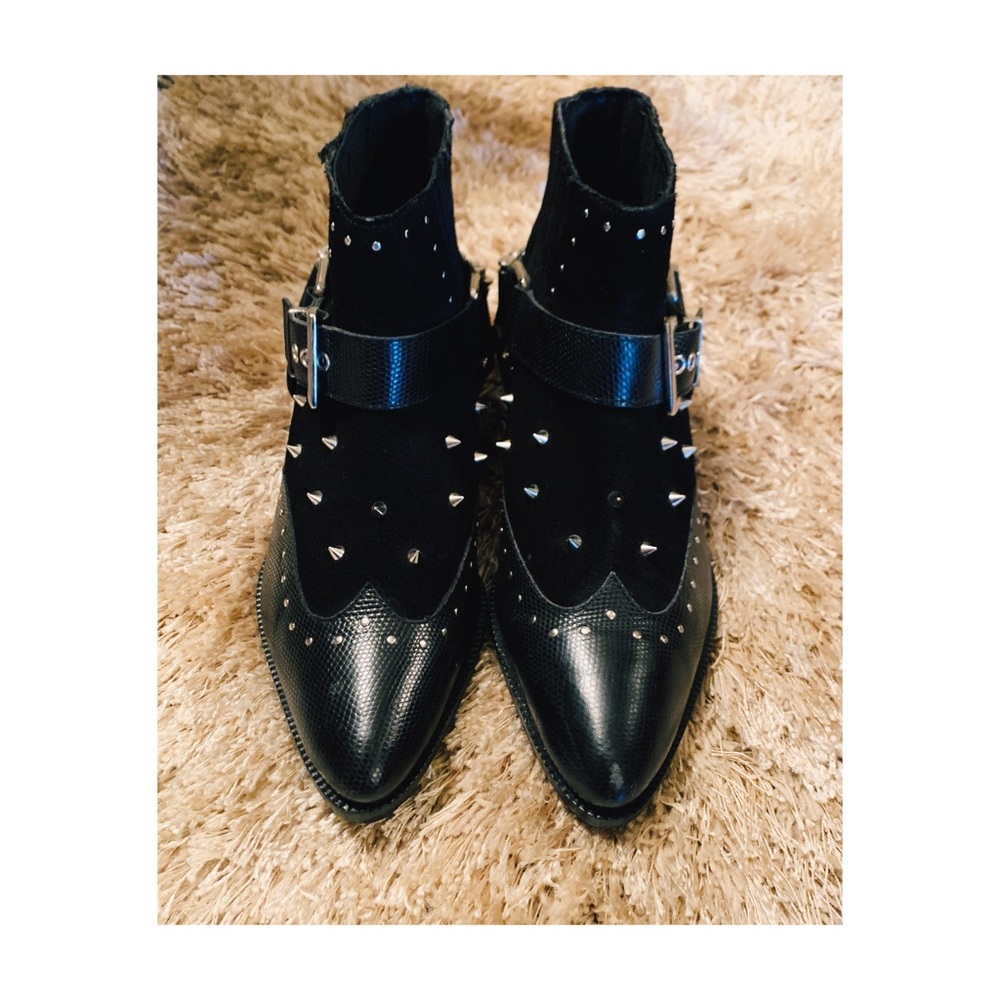 Faux Suede Spiked/Bullet Ankle Boots